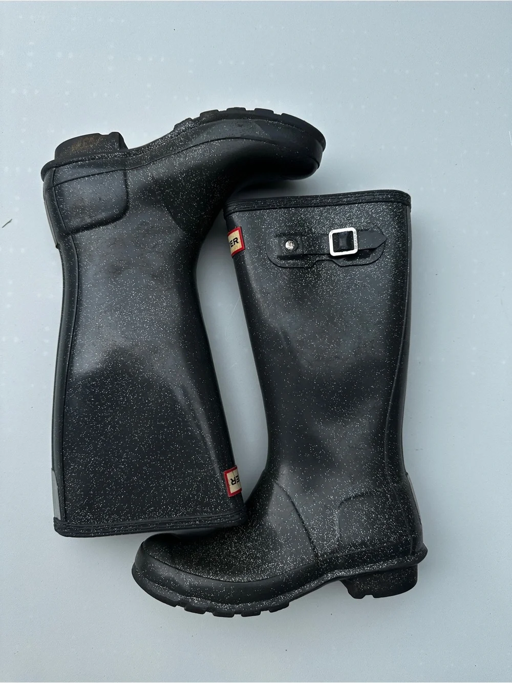 Hunter Mid-Calf Black Sparkle Rain Boots